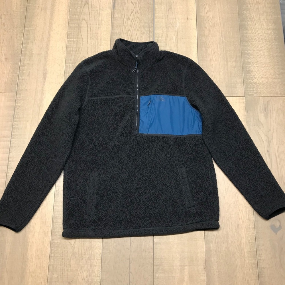 L.L. Bean Fleece Jacket Mens Size LT Black Mountainside 1/2 Zip Cozy Outdoor